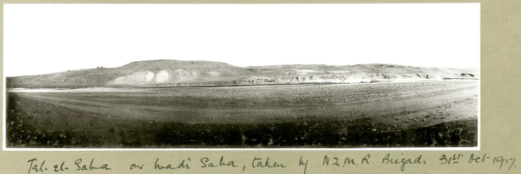 Tel-el-Saha, am Wadi Saha, aufgenommen von der N.Z.M.R. Brigade, 31. Oktober 1917